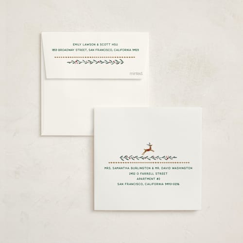 This is a almond milk baby shower invitations with standard by Leia Matt called winter deer carousel printing on signature in standard