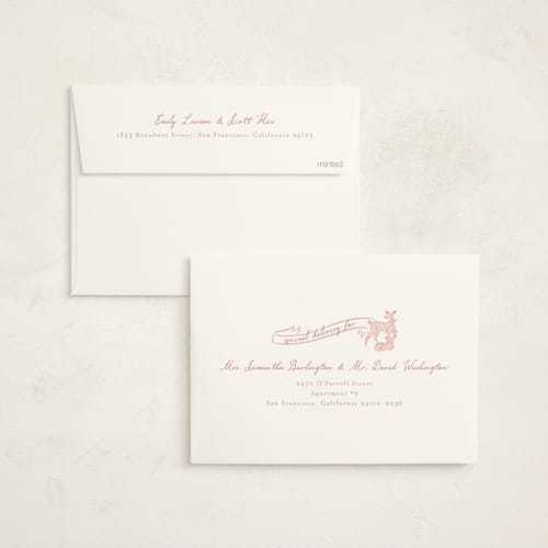 This is a rose baby shower invitations with standard by Erin German called woodland printing on signature in standard