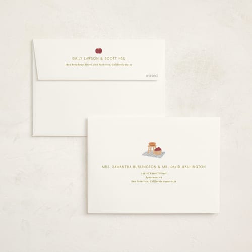 This is a blueberry baby shower invitations with standard by Natalie Rae called apple orchard printing on signature in standard