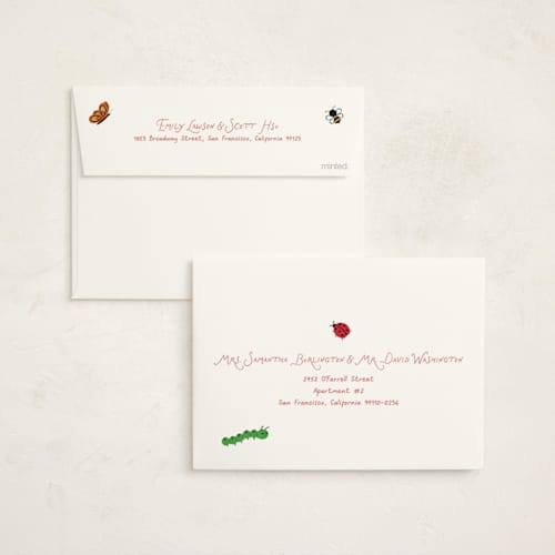 This is a petal baby shower invitations with standard by Jennifer Lew called love bug printing on signature in standard