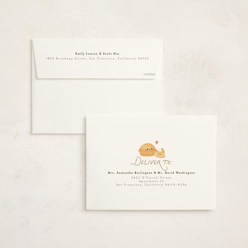 This is a tan baby shower invitations with standard by Itsy Belle Studio called cutie pie printing on signature in standard
