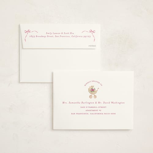 This is a sakura baby shower invitations with standard by Sarah Knight called tied with a bow printing on signature in standard
