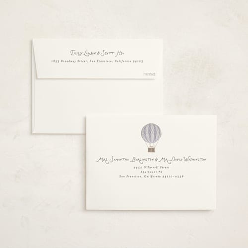 This is a bluebird baby shower invitations with standard by Kampai Designs called balloons printing on signature in standard