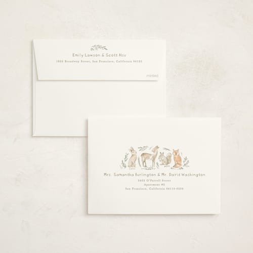 This is a ginger baby shower invitations with standard by Creo Study called vintage woodland printing on signature in standard
