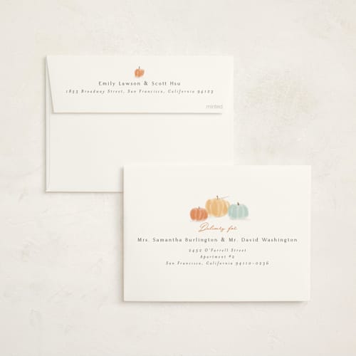 This is a pumpkin baby shower invitations with standard by Rebecca Durflinger called autumn pumpkins printing on signature in standard