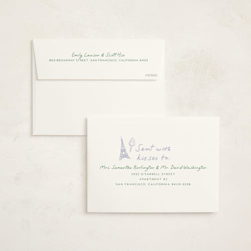 This is a violette baby shower invitations with standard by Vera Lim called parisian cafe printing on signature in standard