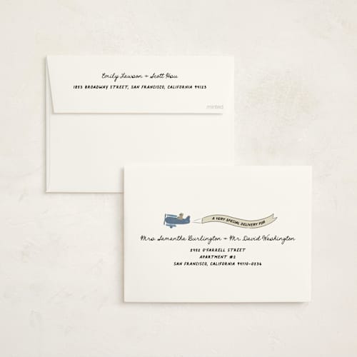 This is a butter baby shower invitations with standard by Jenna Holcomb called little explorer printing on signature in standard