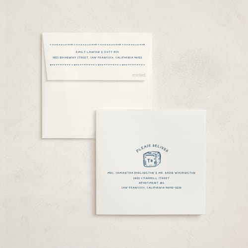 This is a baby blue baby shower invitations with standard by Claudia Orengo called letter box printing on signature in standard