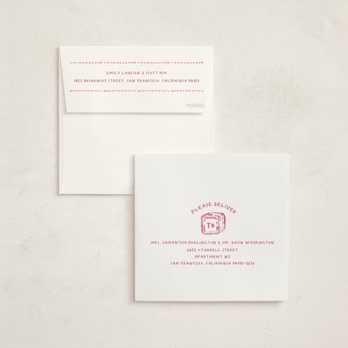 This is a blush baby shower invitations with standard by Claudia Orengo called letter box printing on signature in standard