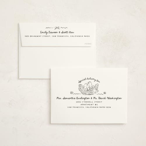 This is a beetle baby shower invitations with standard by Creo Study called nesting era printing on signature in standard