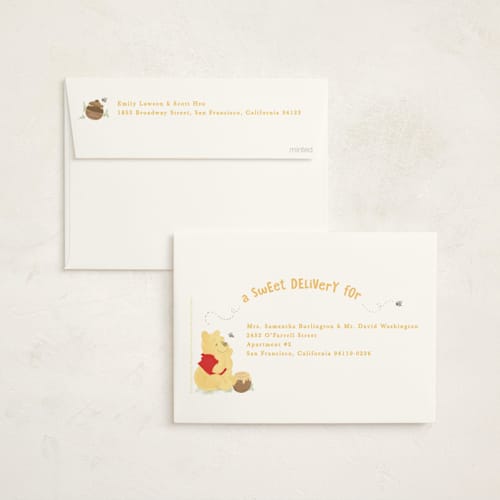 This is a sky baby shower invitations with standard by Creo Study called disney's winnie the pooh a little hunny printing on signature in standard