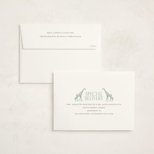 This is a palm baby shower invitations with standard by Jenna Holcomb called safari printing on signature in standard