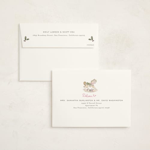 This is a winter rose baby shower invitations with standard by Creo Study called toys and joy printing on signature in standard