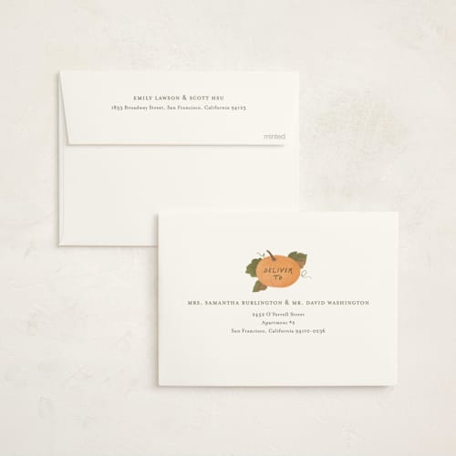 This is a cinnamon baby shower invitations with standard by Paper Raven Co. called pumpkin patch printing on signature in standard