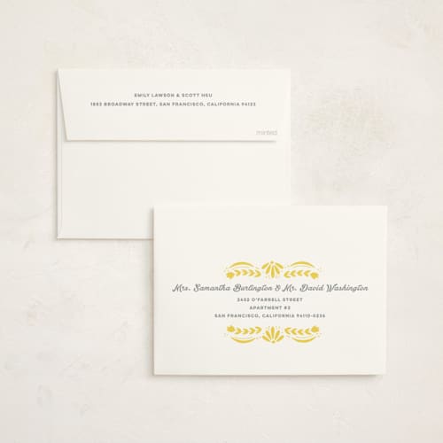 This is a marigold baby shower invitations with standard by Jessie Steury called pretty picado printing on signature in standard