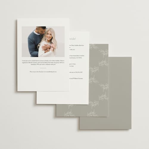 This is a pearl bridal shower invitations with standard by Jennifer Postorino called initial printing on signature in standard