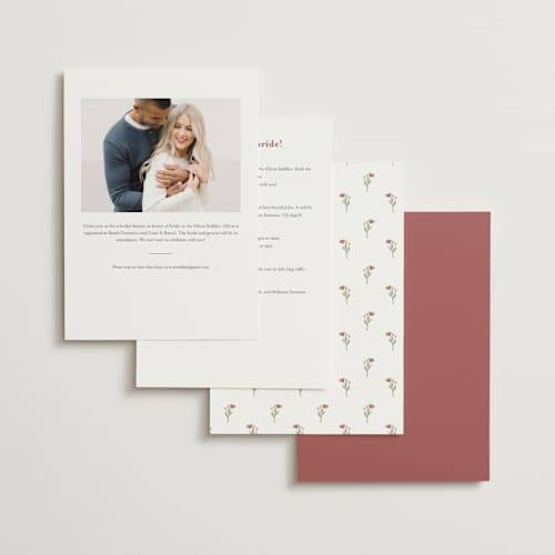 This is a blush bridal shower invitations with standard by Lori Wemple called floral frame printing on signature in standard