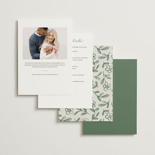 This is a sage bridal shower invitations with standard by Kelly Watkins called blooming printing on signature in standard