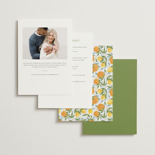 This is a lemon bridal shower invitations with standard by Paper Sun Studio called main squeeze printing on signature in standard