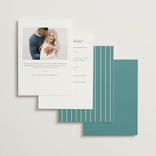 This is a turquoise bridal shower invitations with standard by Rina Ozum called floral lace printing on signature in standard