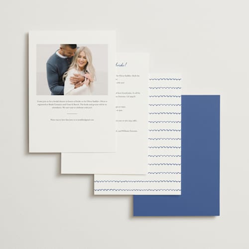 This is a cobalt bridal shower invitations with standard by Carmia C. called tea cup doodle printing on signature in standard