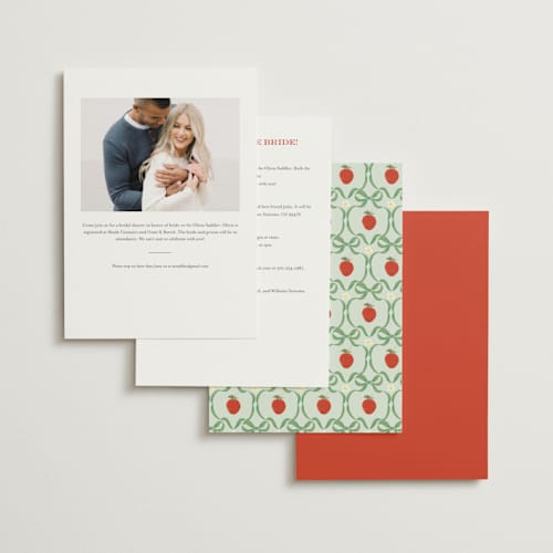 This is a strawberry bridal shower invitations with standard by Itsy Belle Studio called so berry sweet printing on signature in standard