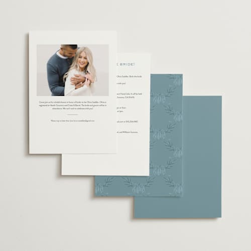 This is a cornflower bridal shower invitations with standard by Laura Hankins called pumpkins + bows printing on signature in standard