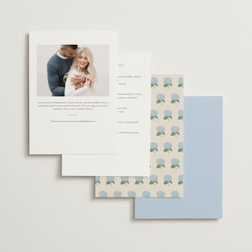 This is a sky bridal shower invitations with standard by Carolyn MacLaren called hydrangea home printing on signature in standard