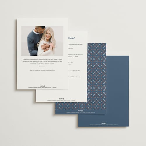 This is a cobalt bridal shower invitations with standard by Erin Hodges called giddy up printing on signature in standard