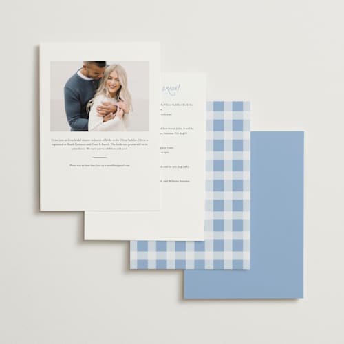 This is a something blue bridal shower invitations with standard by Erin L. Wilson called wildflower wreath printing on signature in standard