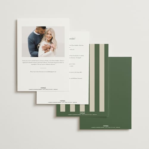 This is a avocado bridal shower invitations with standard by Vera Lim called vintage pickle printing on signature in standard