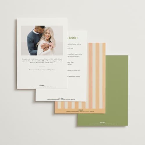 This is a palm bridal shower invitations with standard by Creo Study called formal scallop printing on signature in standard