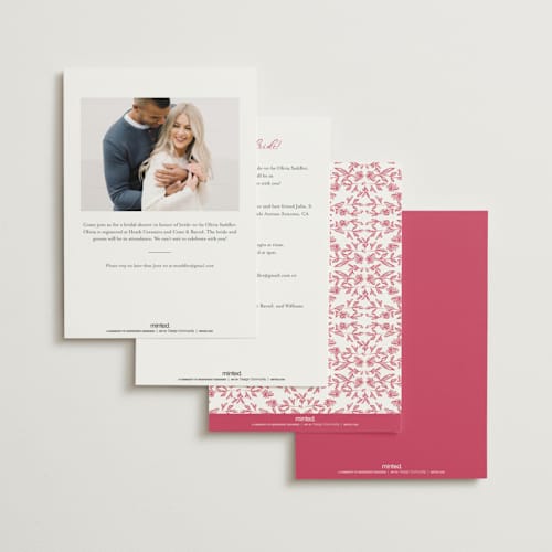 This is a cranberry bridal shower invitations with standard by Lucrecia Caporale called fun cocktails printing on signature in standard