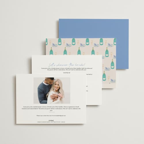 This is a pastel bridal shower invitations with standard by Elly called dining printing on signature in standard