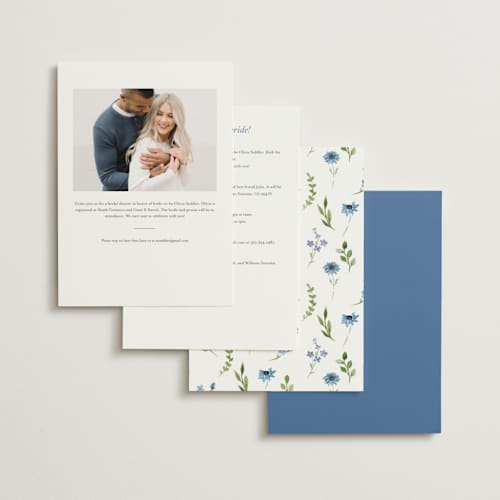 This is a bluebell bridal shower invitations with standard by Petra Kern called hand painted printing on signature in standard
