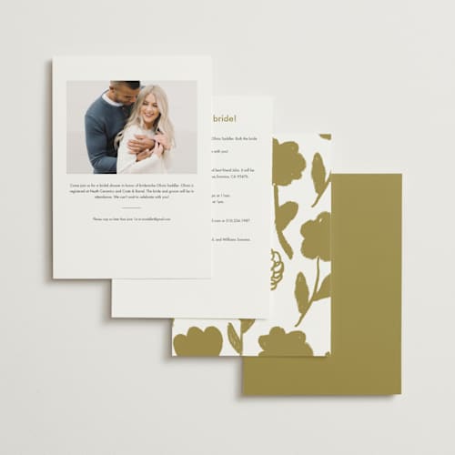 This is a verona sunset bridal shower invitations with standard by Blustery August called alaia printing on signature in standard