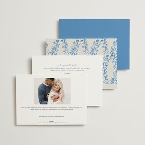 This is a porcelain bridal shower invitations with standard by Elly called wine & dine printing on signature in standard