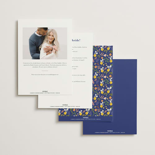 This is a cerulean bridal shower invitations with standard by Susan Moyal called amore floral printing on signature in standard