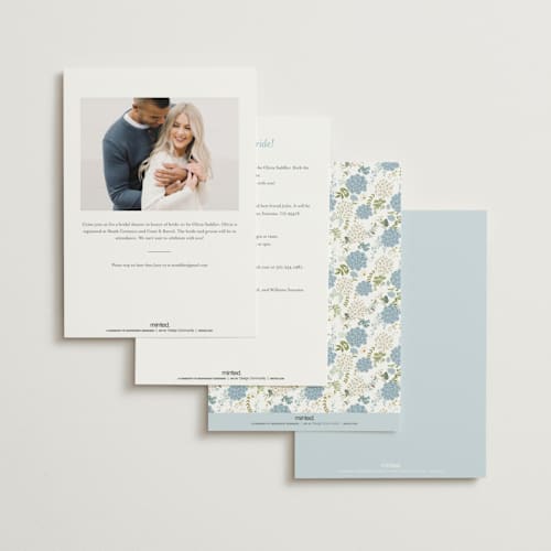 This is a cerulean bridal shower invitations with standard by Susan Moyal called wedgewood printing on signature in standard