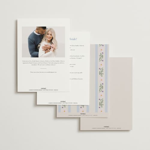 This is a bluebell bridal shower invitations with standard by Baumbirdy called floral stripe printing on signature in standard