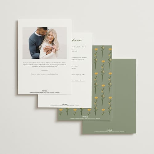 This is a cream bridal shower invitations with standard by Adelyn T. called pencil bouquet printing on signature in standard