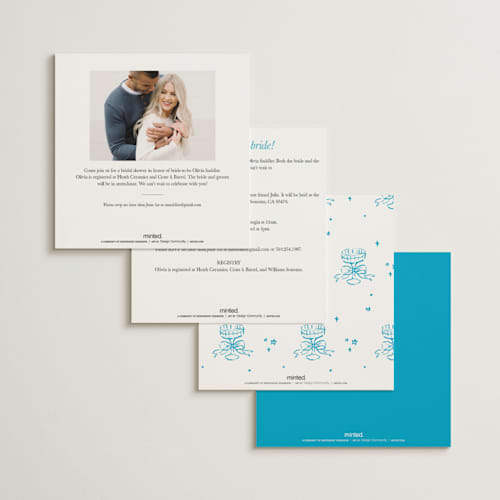 This is a sky blue bridal shower invitations with standard by Cass Loh called cheers to love printing on signature in standard