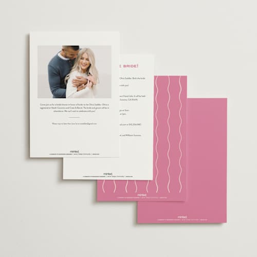 This is a bubblegum bridal shower invitations with standard by Ellen Schlegelmilch called candlesticks printing on signature in standard