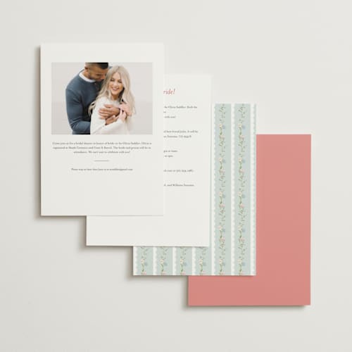 This is a blush bridal shower invitations with standard by Susan Moyal called blooming printing on signature in standard