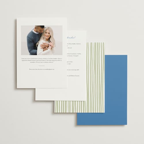 This is a blue bonnet bridal shower invitations with standard by Pati Cascino called spring printing on signature in standard