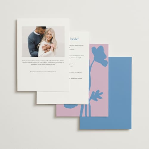 This is a peacock bridal shower invitations with standard by Morgan Kendall called maximalist poppies printing on signature in standard