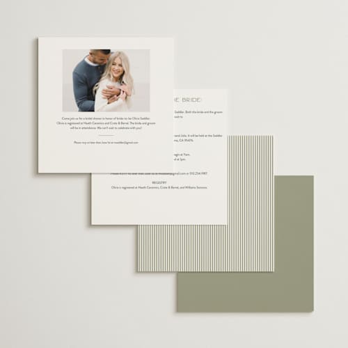 This is a petal bridal shower invitations with standard by Jenna Holcomb called bird and bough printing on signature in standard