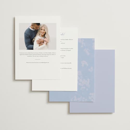This is a sky bridal shower invitations with standard by Morgan Kendall called vintage florals printing on signature in standard