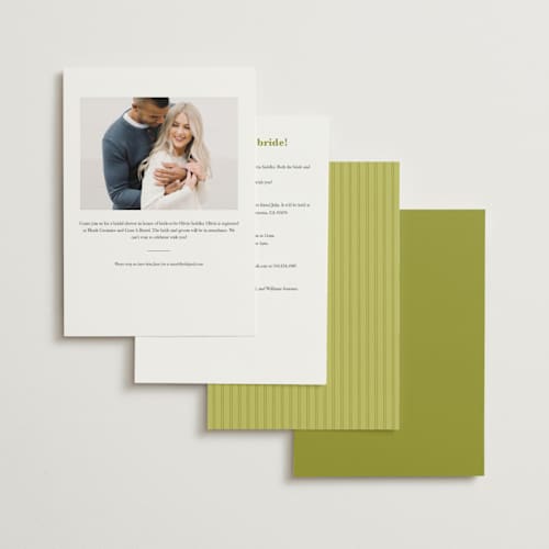 This is a chartreuse bridal shower invitations with standard by Tamara Hilje called cascading florals branch printing on signature in standard