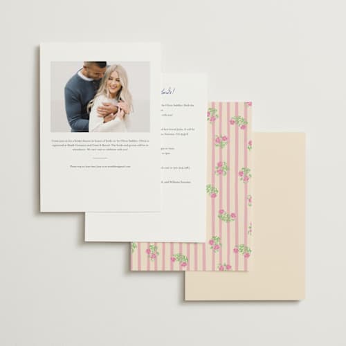 This is a cobalt bridal shower invitations with standard by Sarah Rosenthal called out east printing on signature in standard